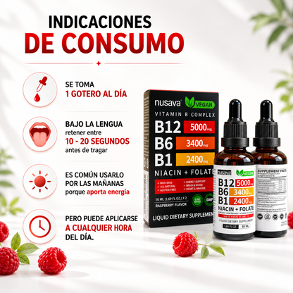 2 VITAMINA B12 EN GOTAS - ALTA POTENCIA 5000mcg